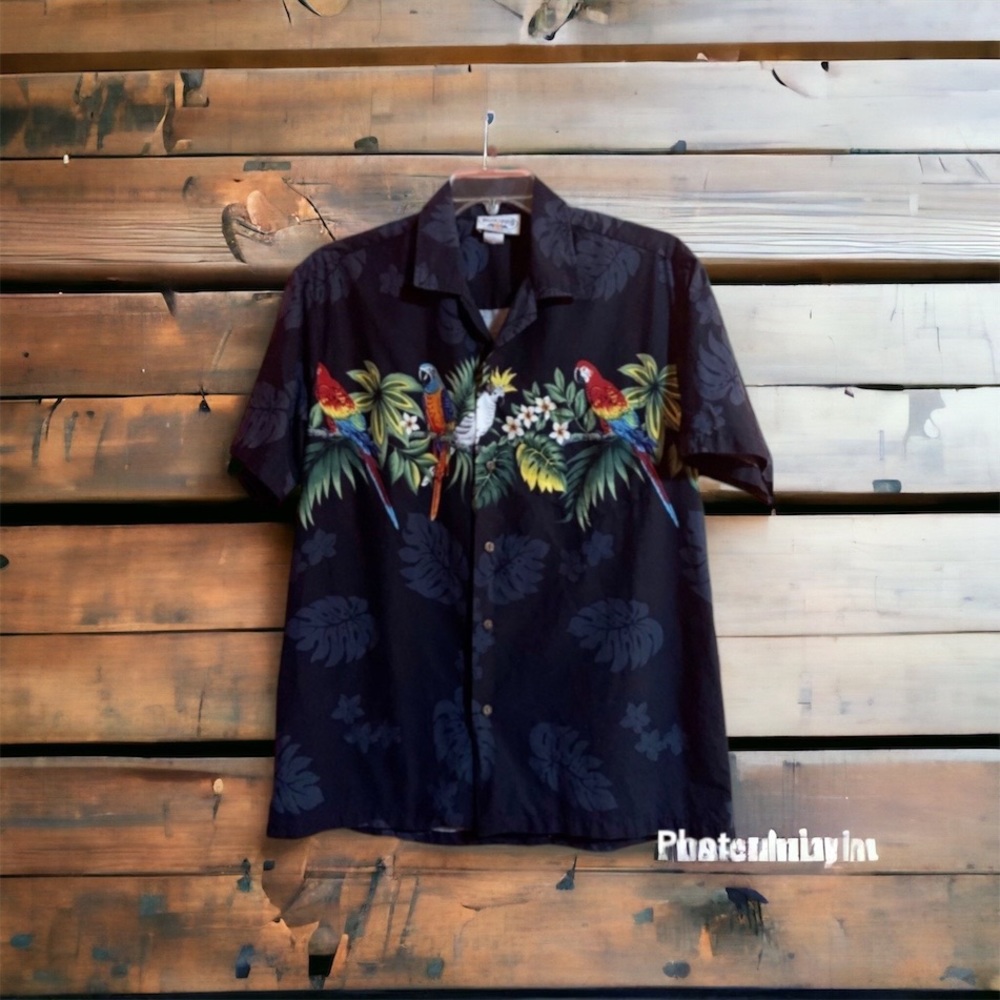 Pacific island made in Hawaii shirt L men’s Parrots